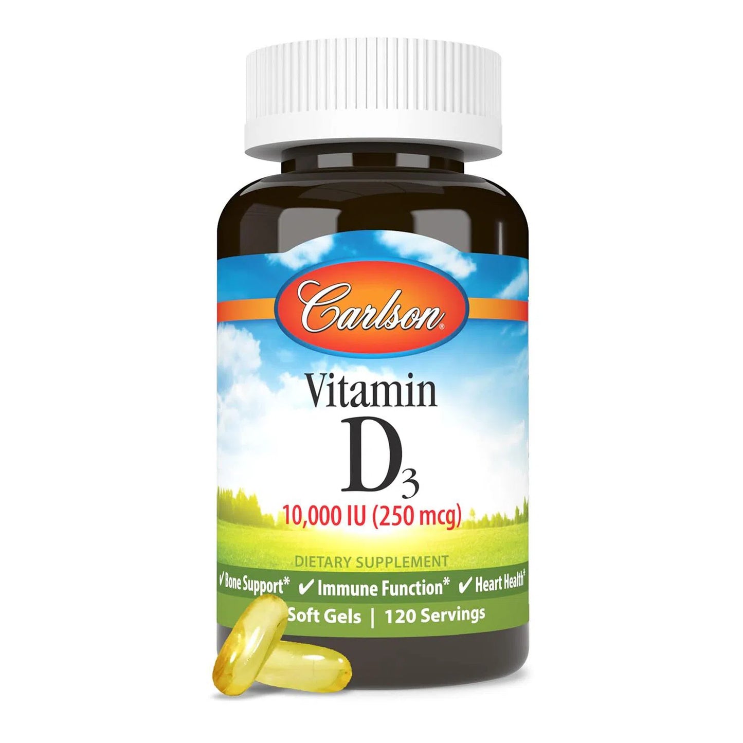 Vitamina D3 10,000 UI, 120 Softcaps – Carlson Labs-Wellu