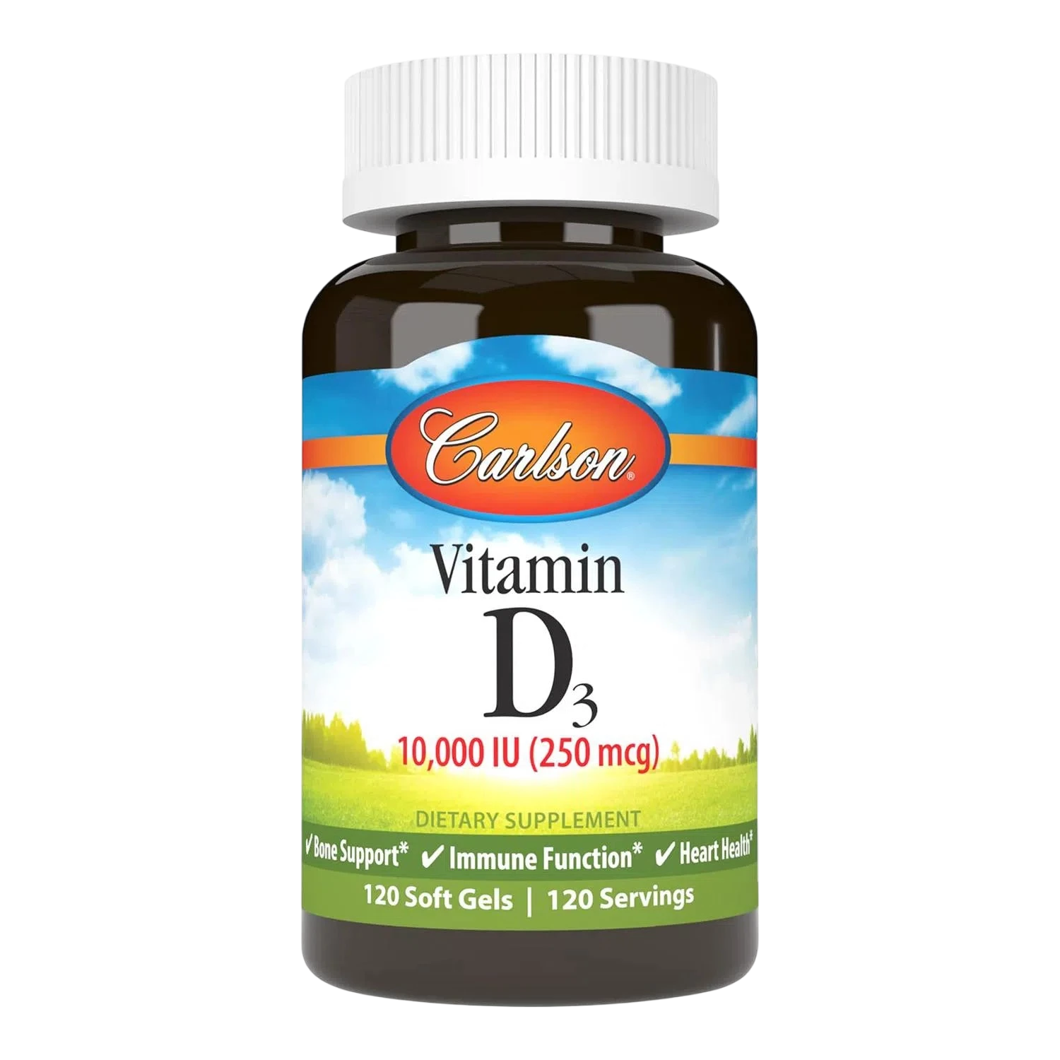 Vitamina D3 10,000 UI, 120 Softcaps – Carlson Labs-Wellu