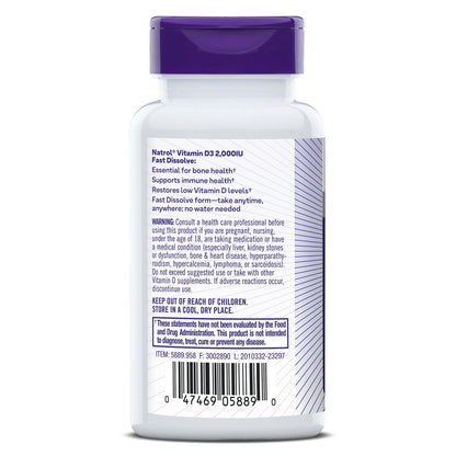 Vitamina D3 (2,000 IU), 90 Tabetas – Natrol-Wellu