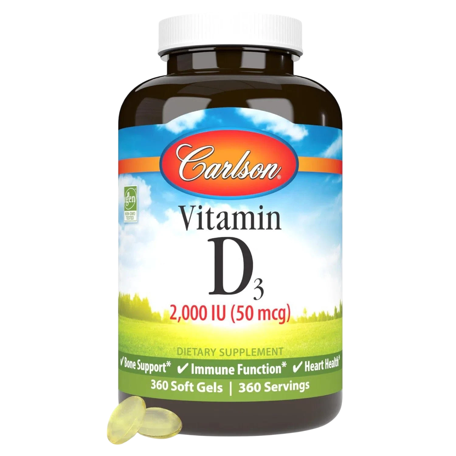 Vitamina D3 2000 UI, 360 Softcaps – Carlson Labs-Wellu