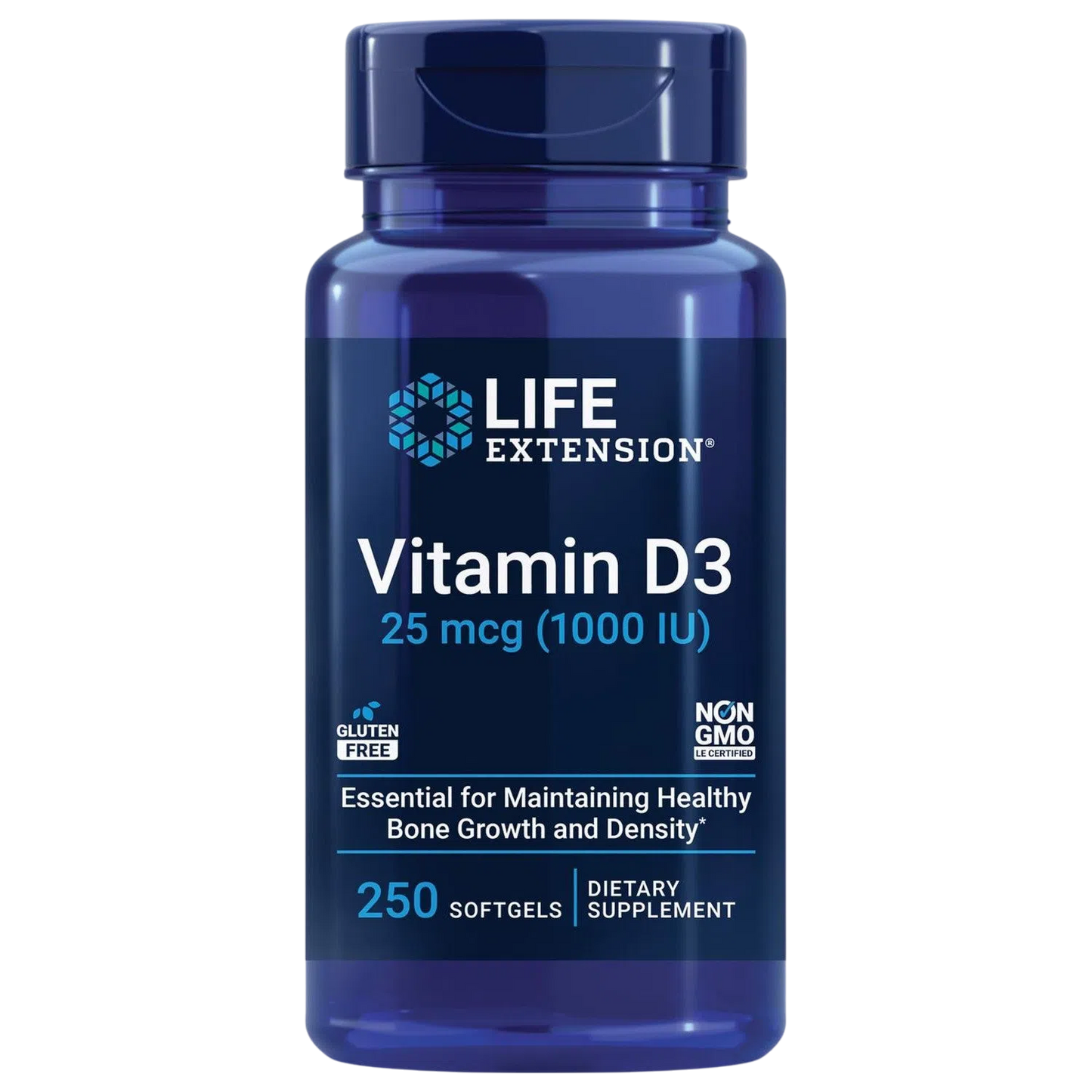 Vitamina D3 25 mcg, 250 Softcaps – Life Extension-Wellu