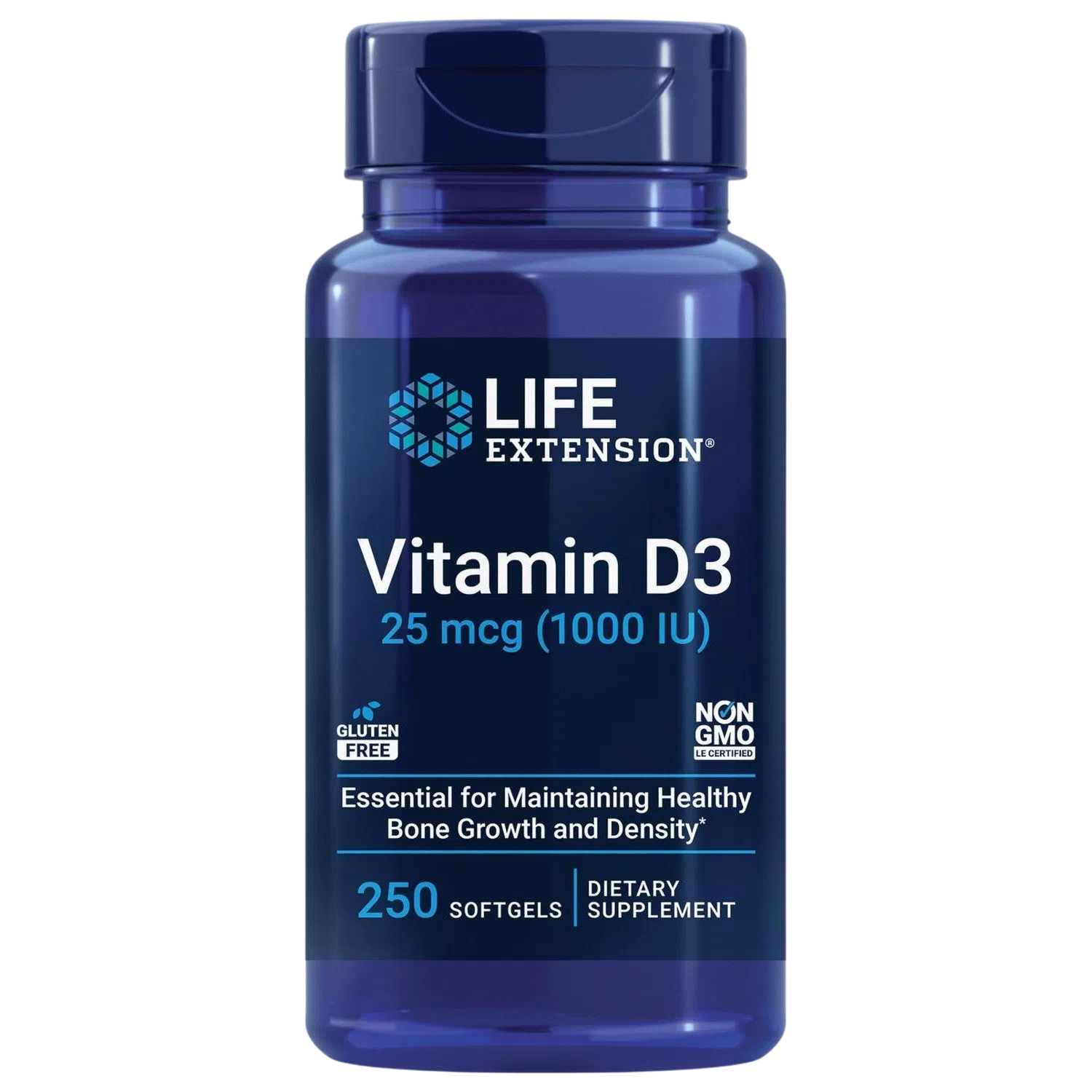 Vitamina D3 25 mcg, 250 Softcaps – Life Extension-Wellu