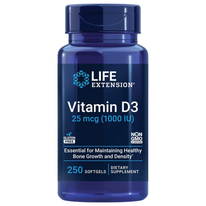 Vitamina D3 25 mcg, 250 Softcaps – Life Extension-Wellu