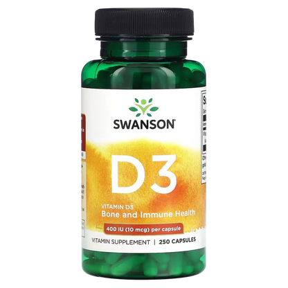 Vitamina D3 (400 IU) Apoyo Salud Ósea, 250 Caps – Swanson-Wellu