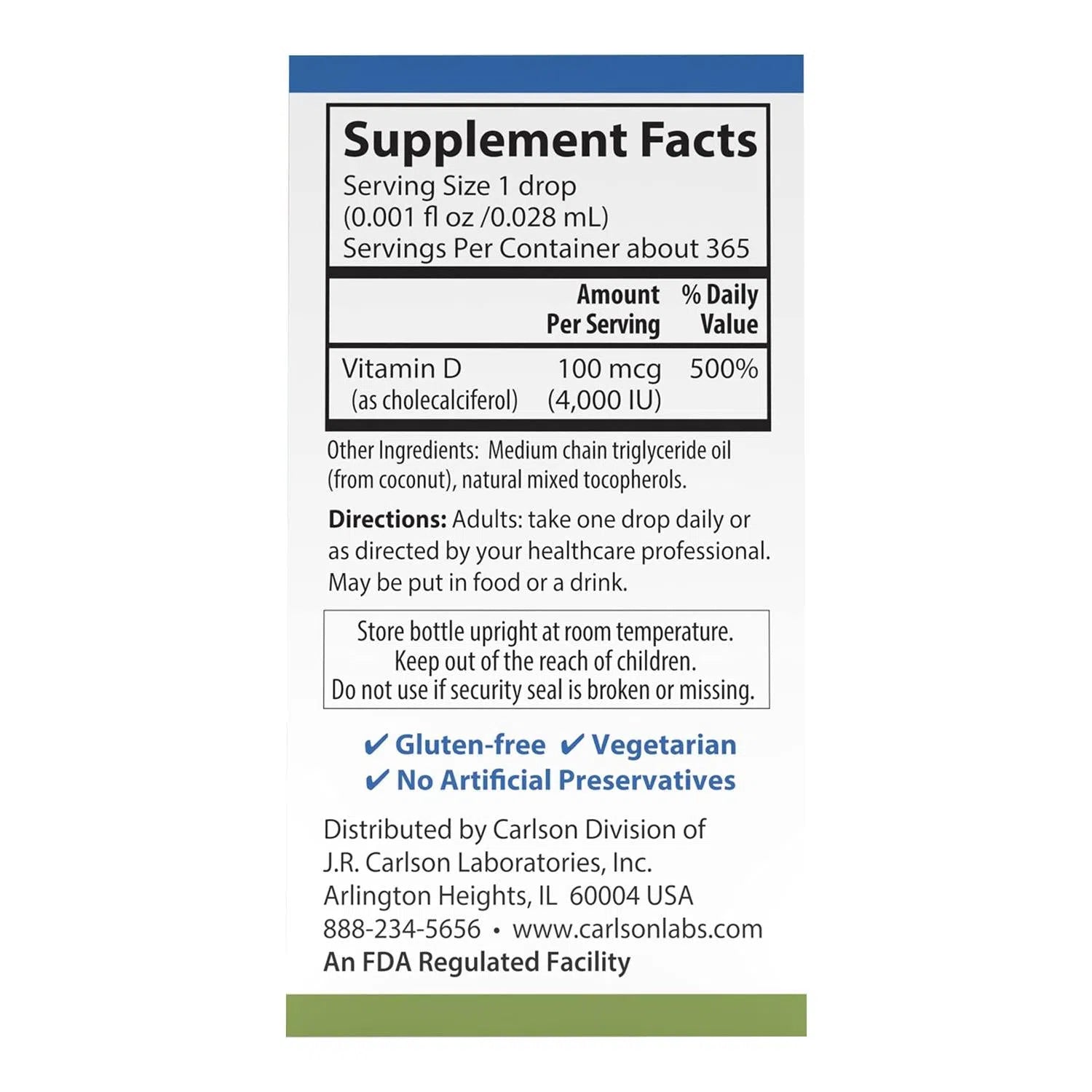 Vitamina D3 (4,000 IU) Super Daily, 0.35 oz – Carlson Labs-Wellu