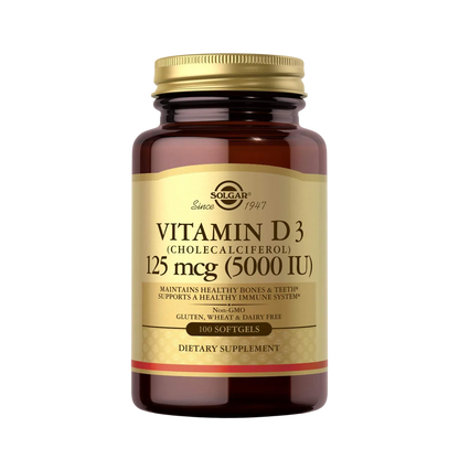 Vitamina D3 5000 IU (125 mcg), 100 Softgels – Solgar-Wellu