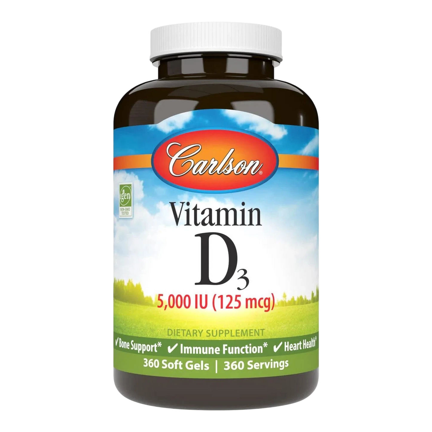 Vitamina D3 (5,000 IU), 360 Capsulas Blandas – Carlson Labs-Wellu