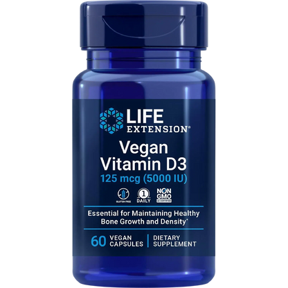 Vitamina D3 Vegana (5,000 IU), 60 Perlas – Life Extension-Wellu