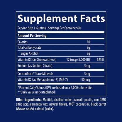 Vitamina D3+K2, 60 Gomitas – Trace Minerals-Wellu