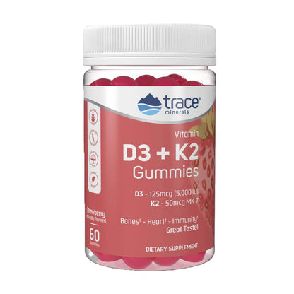 Vitamina D3+K2, 60 Gomitas – Trace Minerals-Wellu