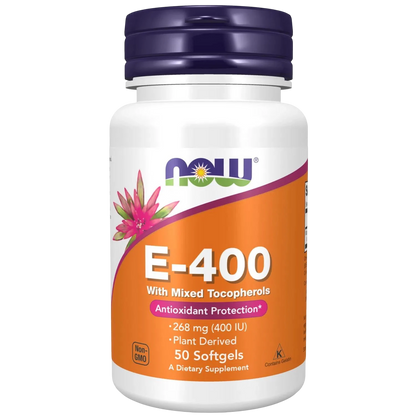 Vitamina E-400 con tocoferoles mixtos, 50 Softgels – NOW Foods-Wellu