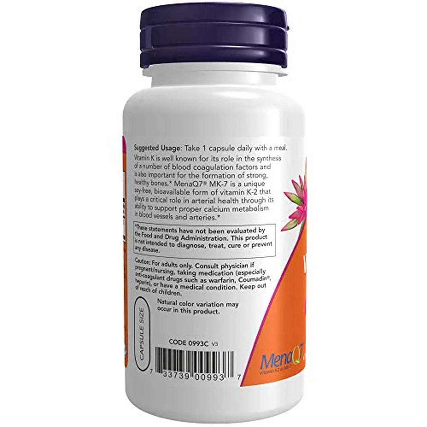 Vitamina K-2 MK-7 de 100 mcg, 120 Cápsulas Veg – NOW Foods-Wellu