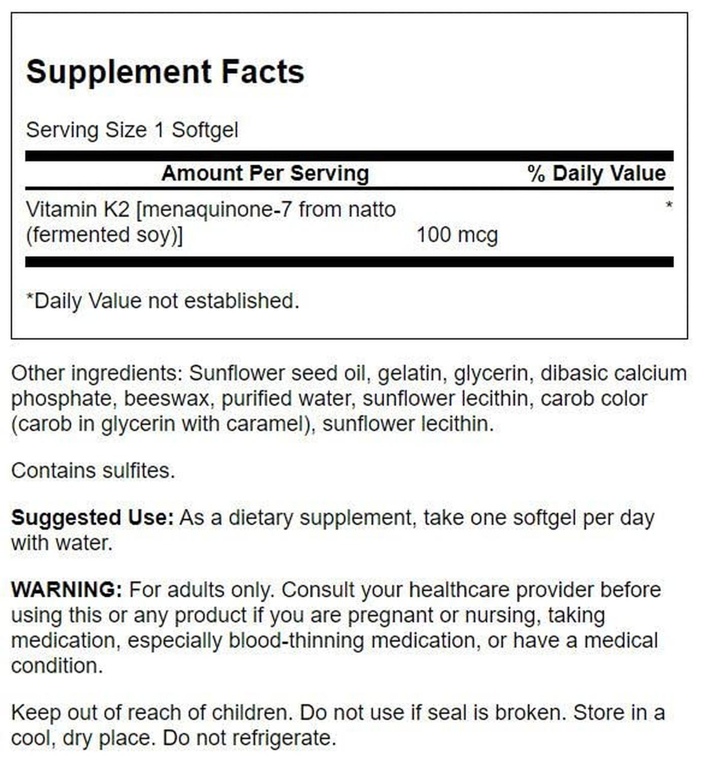 Vitamina Natural K2 100 Mcg, 30 Sg – Swanson-Wellu