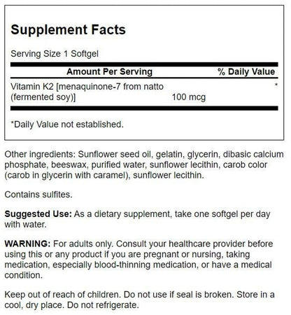 Vitamina Natural K2 100 Mcg, 30 Sg – Swanson-Wellu