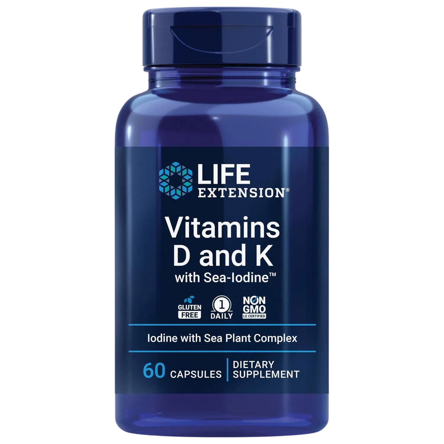 Vitaminas D y K con Sea-Iodine, 60 caps – Life Extension-Wellu