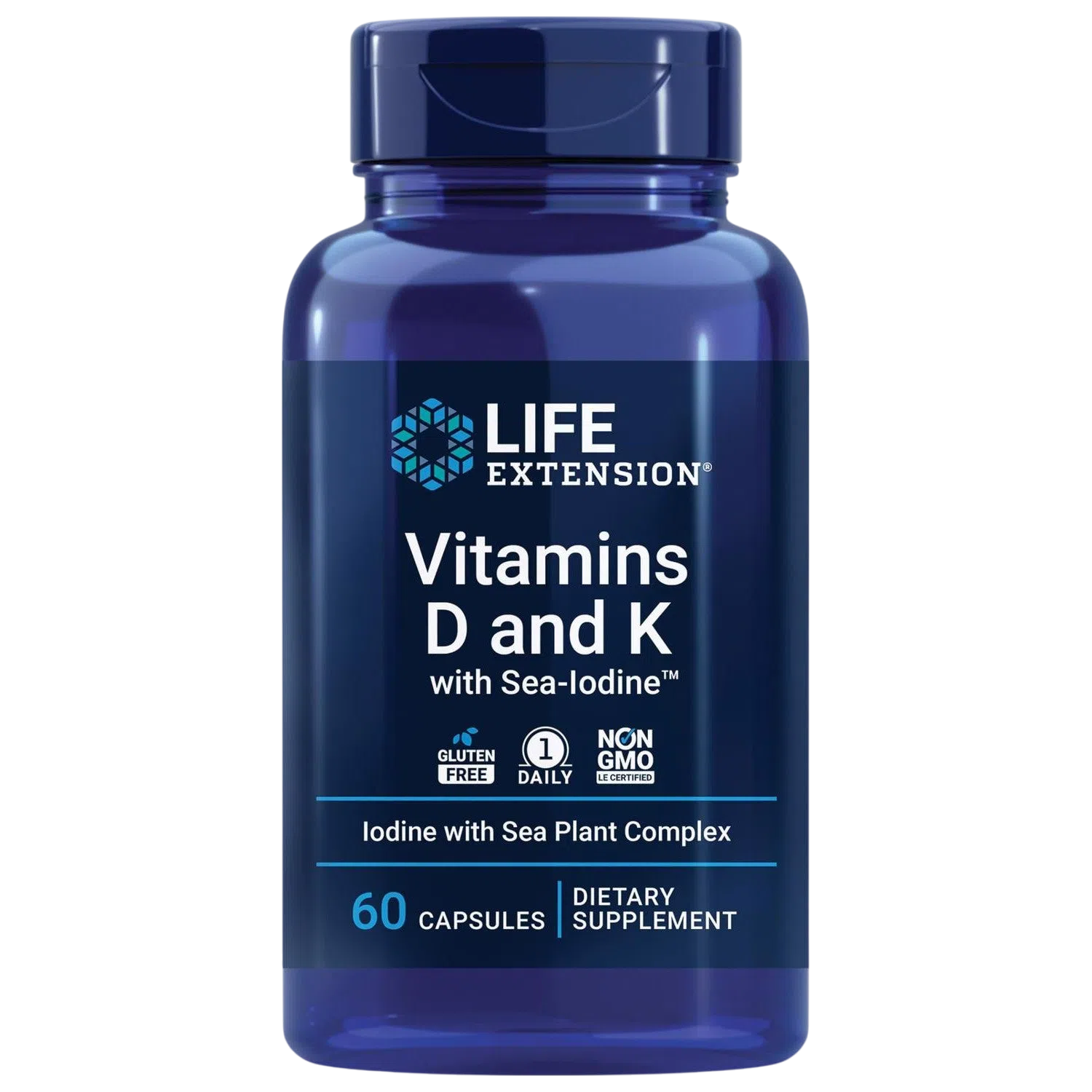 Vitaminas D y K con Sea-Iodine, 60 caps – Life Extension-Wellu