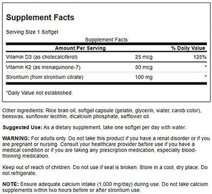 Vitaminas D3 y K2 con Estroncio 25 mcg, 60 Softgels – Swanson-Wellu