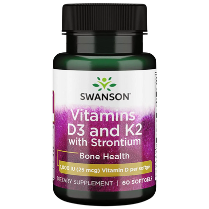 Vitaminas D3 y K2 con Estroncio 25 mcg, 60 Softgels – Swanson-Wellu