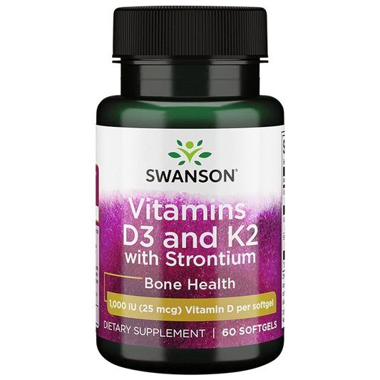 Vitaminas D3 y K2 con Estroncio 25 mcg, 60 Softgels – Swanson-Wellu