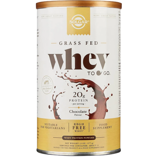 Grass Fed "Whey To Go" Proteína Chocolate 377g – Solgar-Wellu