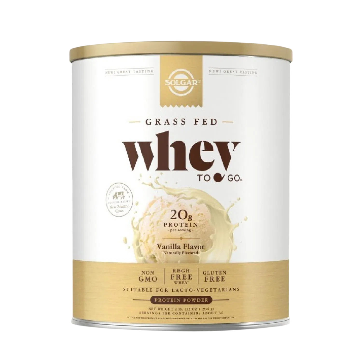 Whey To Go Proteína Grass Fed, Vanilla 936g (2 lb) – Solgar-Wellu