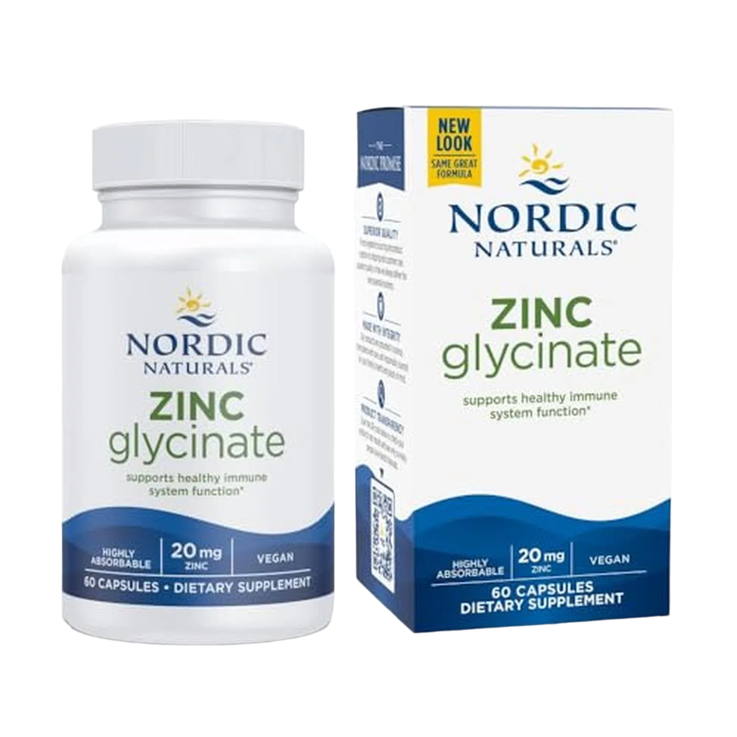 Zinc Glycinate 20mg, 60 Caps – Nordic Naturals-Wellu