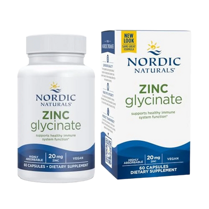 Zinc Glycinate 20mg, 60 Caps – Nordic Naturals-Wellu