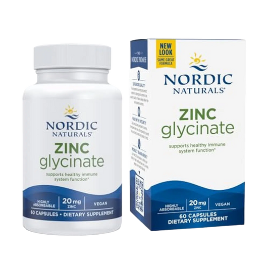 Zinc Glycinate 20mg, 60 Caps – Nordic Naturals-Wellu